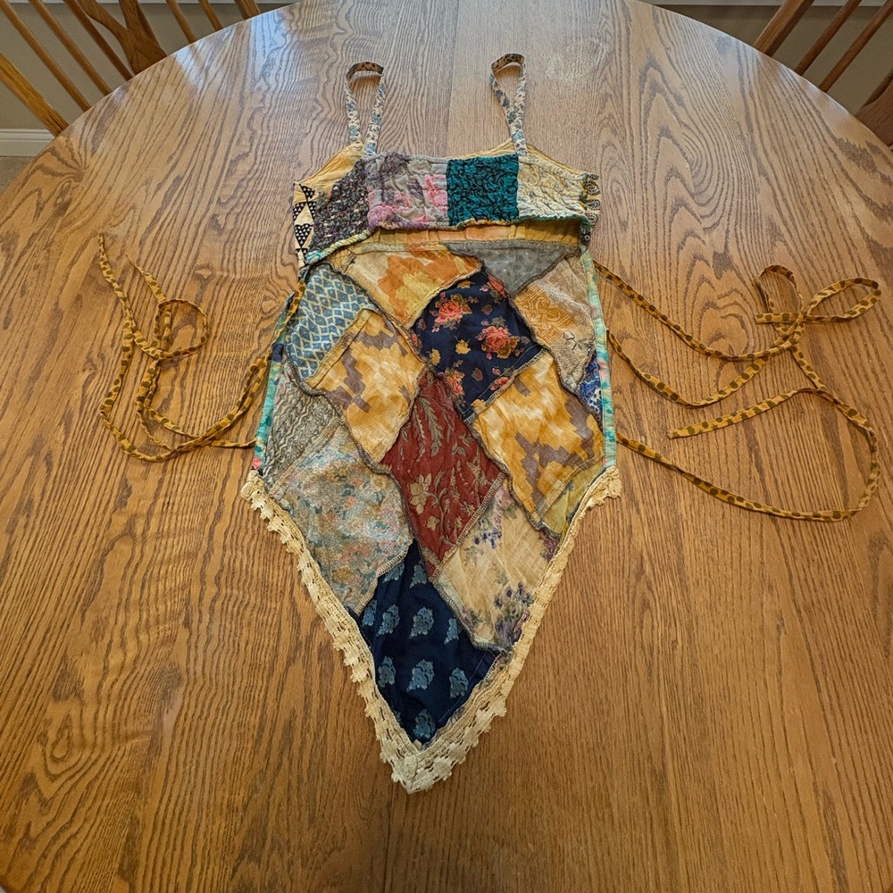 Made From Earth Gypsy Boho Patchwork Halter Top H… - image 2